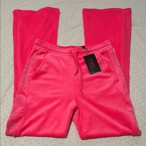 Paris Hilton Pink Velour Track Pants NWT